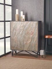 Pacific Black Piedra Mango Wood Veneer 2 Door Bar Cabinet - Image 1 of 6