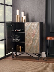 Pacific Black Piedra Mango Wood Veneer 2 Door Bar Cabinet - Image 2 of 6