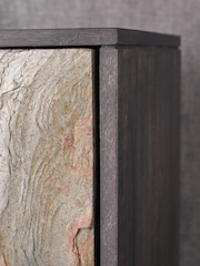 Pacific Black Piedra Mango Wood Veneer 2 Door Bar Cabinet - Image 5 of 6