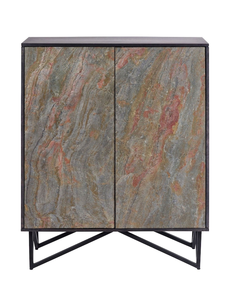 Pacific Black Piedra Mango Wood Veneer 2 Door Bar Cabinet - Image 6 of 6