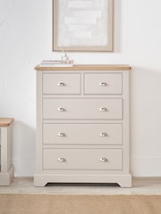 Pacific Natural Fairford Oak and Parchment 5 Drawer Unit - Image 1 of 6