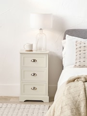 Pacific Grey Croft Linen Pine 3 Drawer Tall Unit - Image 1 of 6