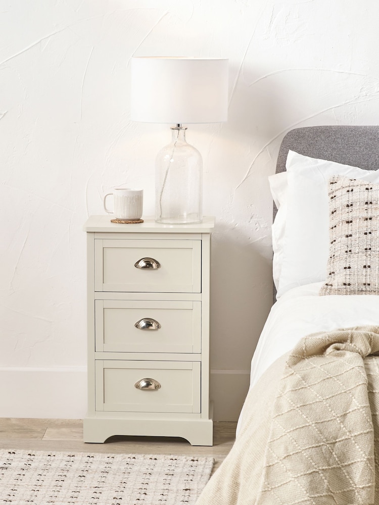 Pacific Grey Croft Linen Pine 3 Drawer Tall Unit - Image 1 of 6