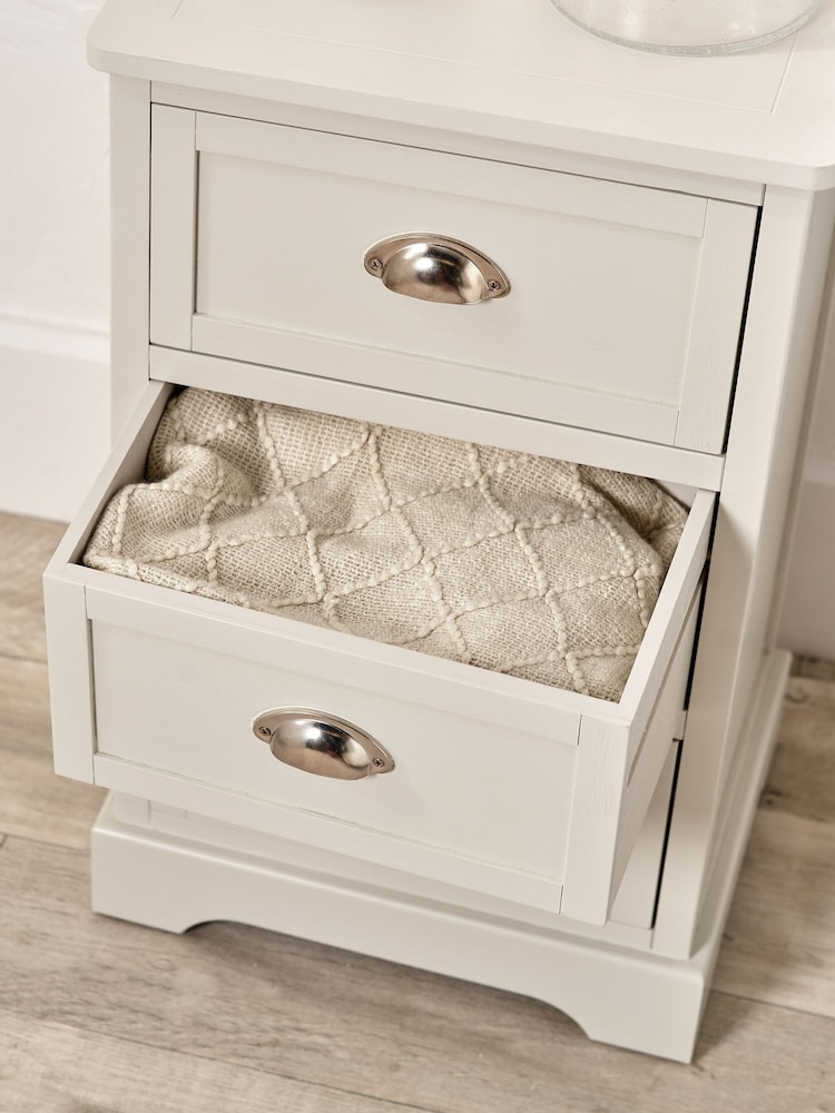 Pacific Grey Croft Linen Pine 3 Drawer Tall Unit - Image 2 of 6