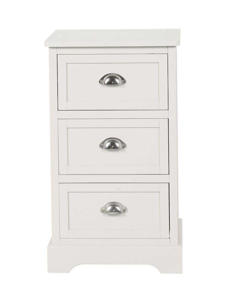 Pacific Grey Croft Linen Pine 3 Drawer Tall Unit - Image 6 of 6