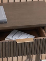 Pacific Brown Raie Ribbed Wood Veneer 2 Drawer Console Table - Image 2 of 6