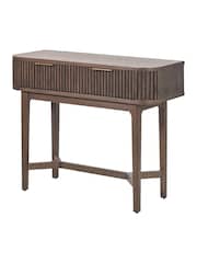Pacific Brown Raie Ribbed Wood Veneer 2 Drawer Console Table - Image 4 of 6