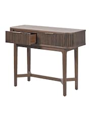 Pacific Brown Raie Ribbed Wood Veneer 2 Drawer Console Table - Image 5 of 6