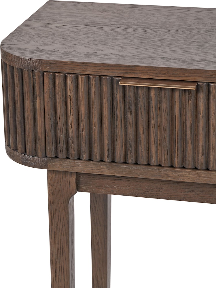 Pacific Brown Raie Ribbed Wood Veneer 2 Drawer Console Table - Image 6 of 6