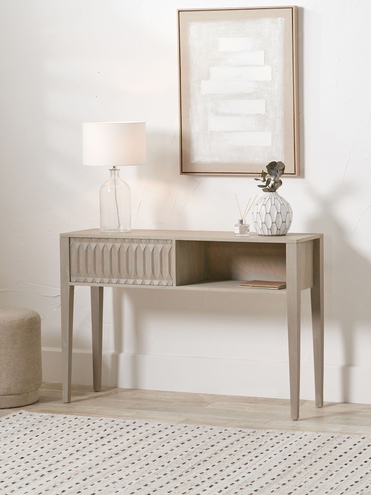 Pacific Grey Khao Mango Wood 1 Drawer Console Table - Image 1 of 6