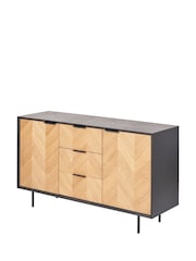 Pacific Black Hailee Chevron Wood Veneer 2 Door 3 Drawer Sideboard - Image 5 of 6