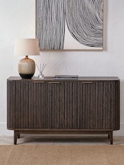 Pacific Brown Raie Ribbed Wood Veneer 3 Door Sideboard - Image 1 of 6