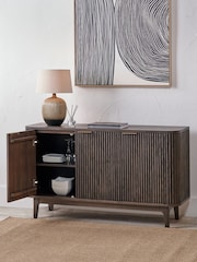 Pacific Brown Raie Ribbed Wood Veneer 3 Door Sideboard - Image 2 of 6