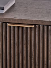 Pacific Brown Raie Ribbed Wood Veneer 3 Door Sideboard - Image 5 of 6
