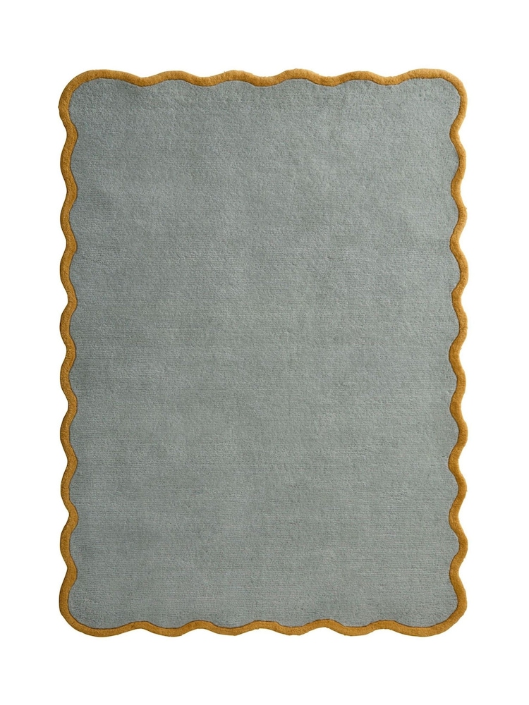 Origin Rug Collection. Duck Egg Ochre Scalloped Elsie Rug - Image 2 of 6