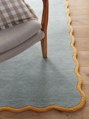 Origin Rug Collection. Duck Egg Ochre Scalloped Elsie Rug - Image 6 of 6