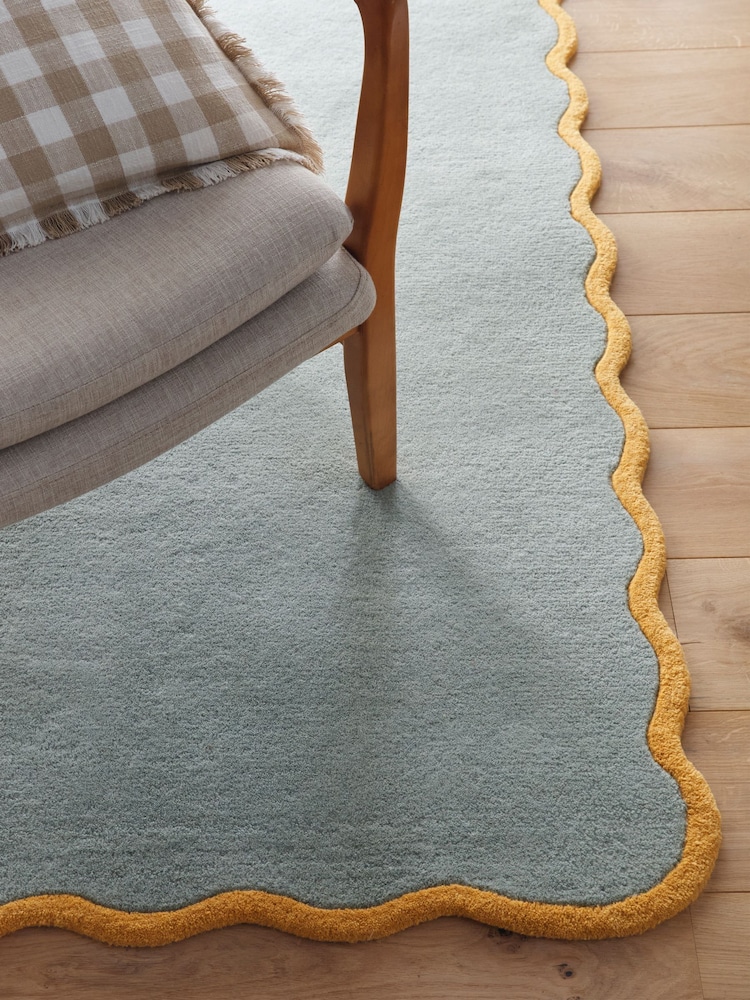 Origin Rug Collection. Duck Egg Ochre Scalloped Elsie Rug - Image 6 of 6