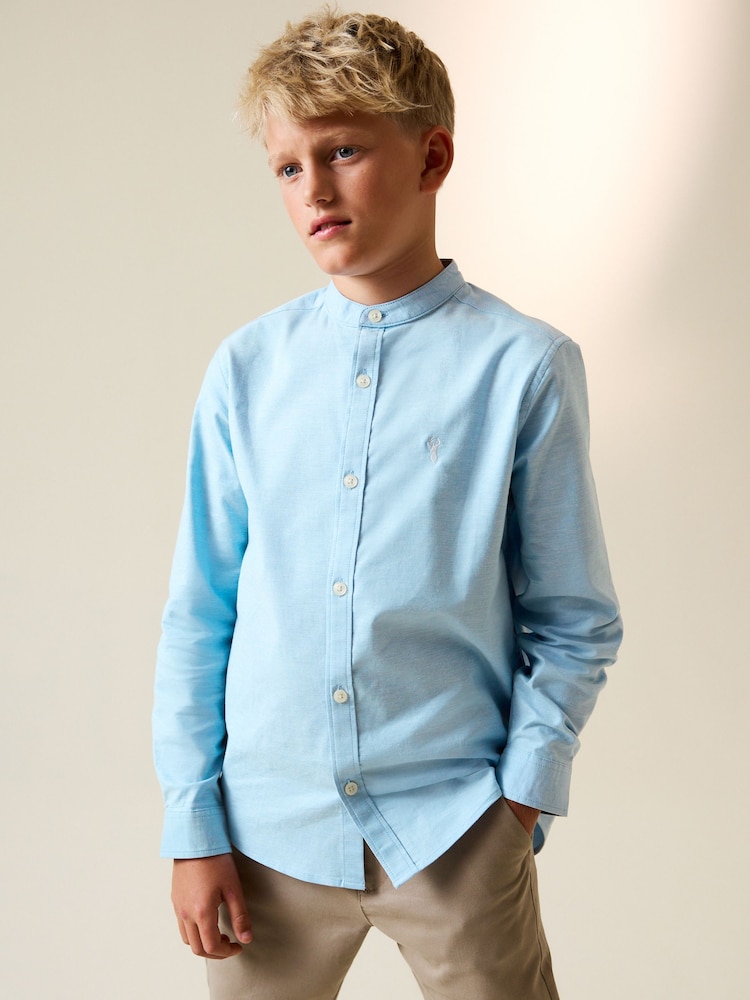 أزرق - Long Sleeve Grandad Collar Oxford Shirt (3-16yrs) - صورة 1 من 7 أزرق - Long Sleeve Grandad Collar Oxford Shirt (3-16yrs) - صورة 1 من 7