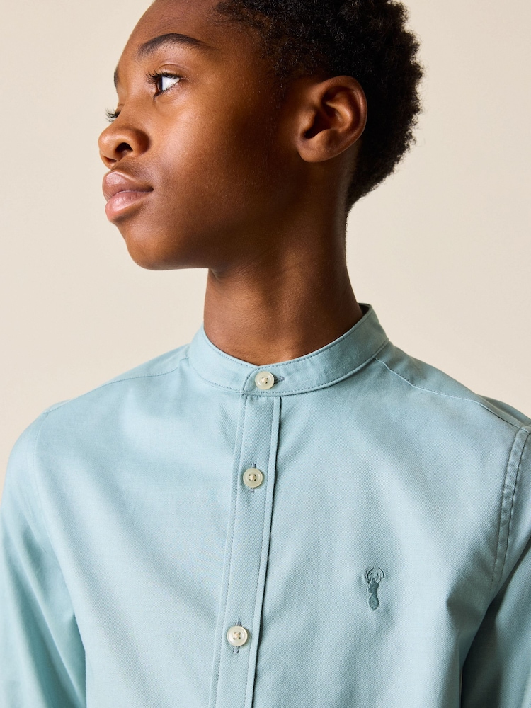 Mineral Green Long Sleeve Grandad Collar Oxford Shirt (3-16yrs) - Image 2 of 7