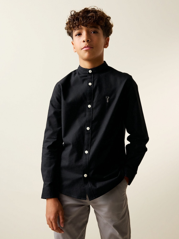 أسود - Long Sleeve Grandad Collar Oxford Shirt (3-16yrs) - صورة 1 من 7 أسود - Long Sleeve Grandad Collar Oxford Shirt (3-16yrs) - صورة 1 من 7