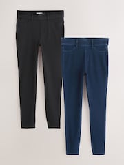 Black/Rinse Blue - 全長 Jersey 丹寧內搭褲 2 件組 - 圖片 1，共 5