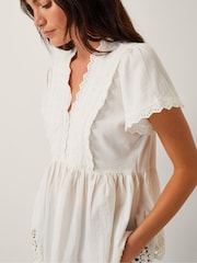 Monsoon Natural Dee Broderie Jersey Top - Image 3 of 5