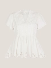 Monsoon Natural Dee Broderie Jersey Top - Image 5 of 5