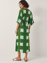 Monsoon Green Halia Geometric Tie Dye Kaftan Dress - Image 2 of 5