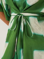 Monsoon Green Halia Geometric Tie Dye Kaftan Dress - Image 4 of 5