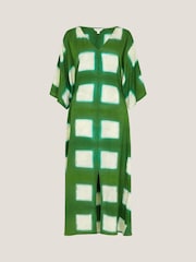 Monsoon Green Halia Geometric Tie Dye Kaftan Dress - Image 5 of 5