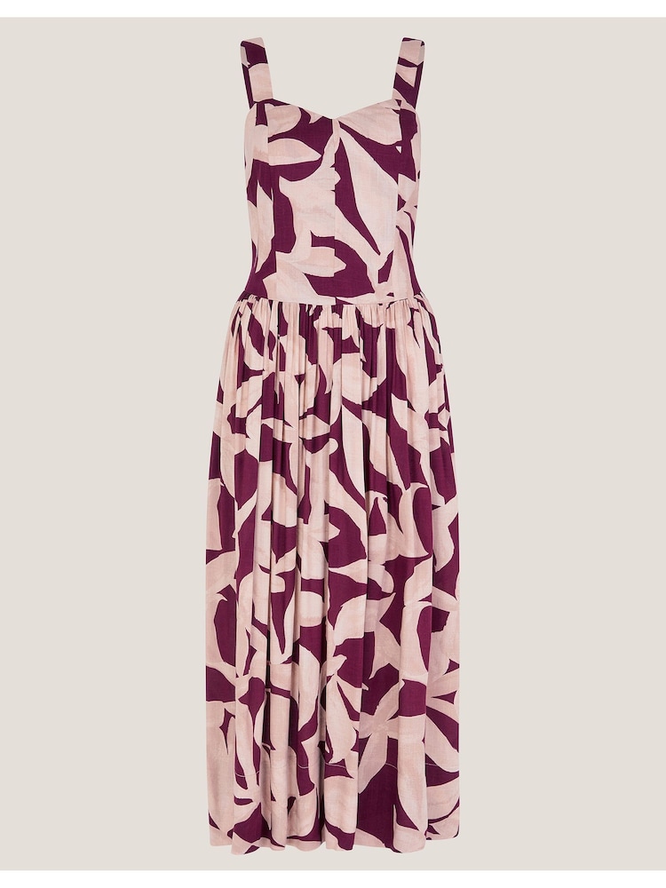 Monsoon Purple Annie Print Midi Dress - Image 5 of 5