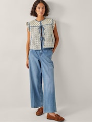 Monsoon Natural Judy Geometric Quilted Waistcoat - Image 1 of 5