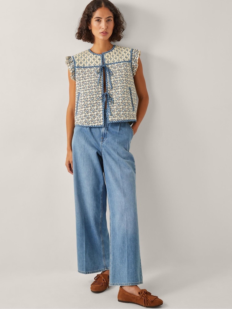 Monsoon Natural Judy Geometric Quilted Waistcoat - Image 1 of 5