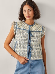 Monsoon Natural Judy Geometric Quilted Waistcoat - Image 2 of 5