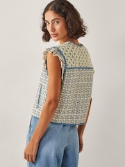 Monsoon Natural Judy Geometric Quilted Waistcoat - Image 3 of 5