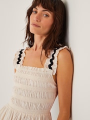 Monsoon Natural Tabitha Sleeveless Smocked Midi Dress - Image 4 of 5
