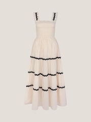 Monsoon Natural Tabitha Sleeveless Smocked Midi Dress - Image 5 of 5