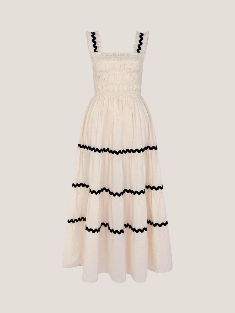 Monsoon Natural Tabitha Sleeveless Smocked Midi Dress - Image 5 of 5