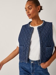 Monsoon Blue Martha Quilted Waistcoat - Image 1 of 5