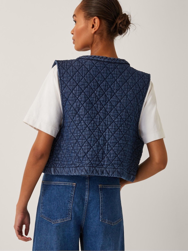 Monsoon Blue Martha Quilted Waistcoat - Image 3 of 5
