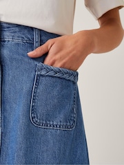 Monsoon Blue Martha Plait Denim Midi Skirt - Image 2 of 4