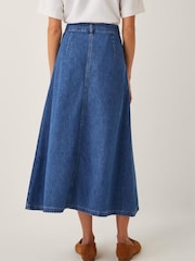 Monsoon Blue Martha Plait Denim Midi Skirt - Image 3 of 4