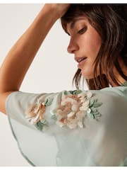 Monsoon Green Cora Embellished Floral Print Midi Dress - Image 2 of 4