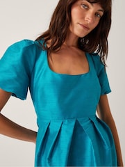 Monsoon Blue Sandra Puff Sleeve Midi Dress - Image 2 of 5