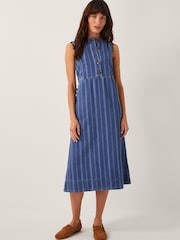 Monsoon Ottilie Stripe Denim Midi Dress - Изображение 1 из 5