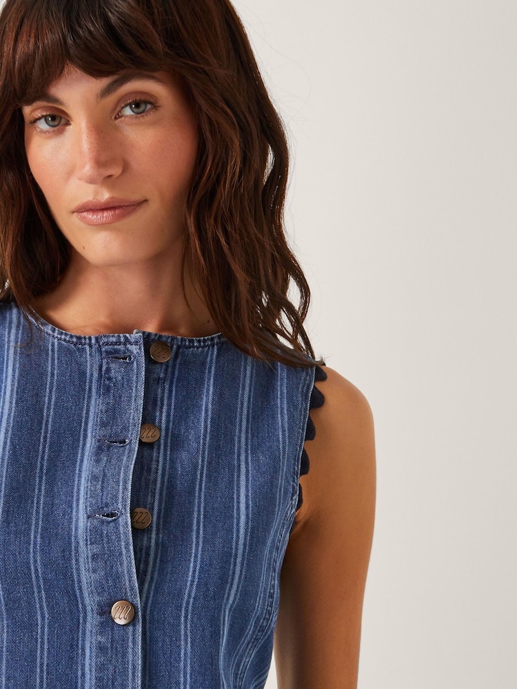 Monsoon Ottilie Stripe Denim Midi Dress - Изображение 2 из 5