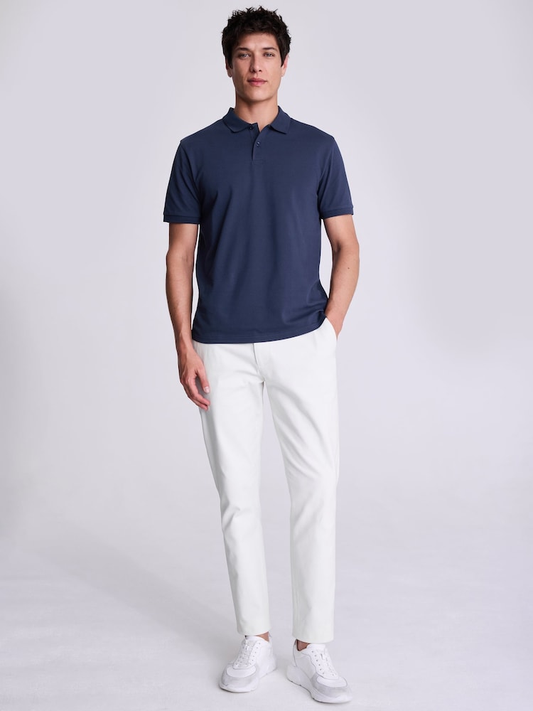 MOSS Navy Pique Polo Shirt - Image 2 of 3