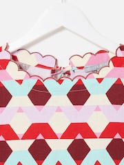 Oliver Bonas Red Geometric Scalloped Top - Image 3 of 5