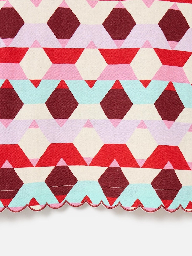 Oliver Bonas Red Geometric Scalloped Top - Image 5 of 5