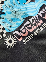 Black Acid Wash Surf Club Oversized Short Sleeve Back Print T-Shirt (3mths-7yrs) - Image 8 of 8